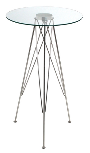 MESA ALTA HOCKEY CROMADA - Tampo de Vidro Incolor